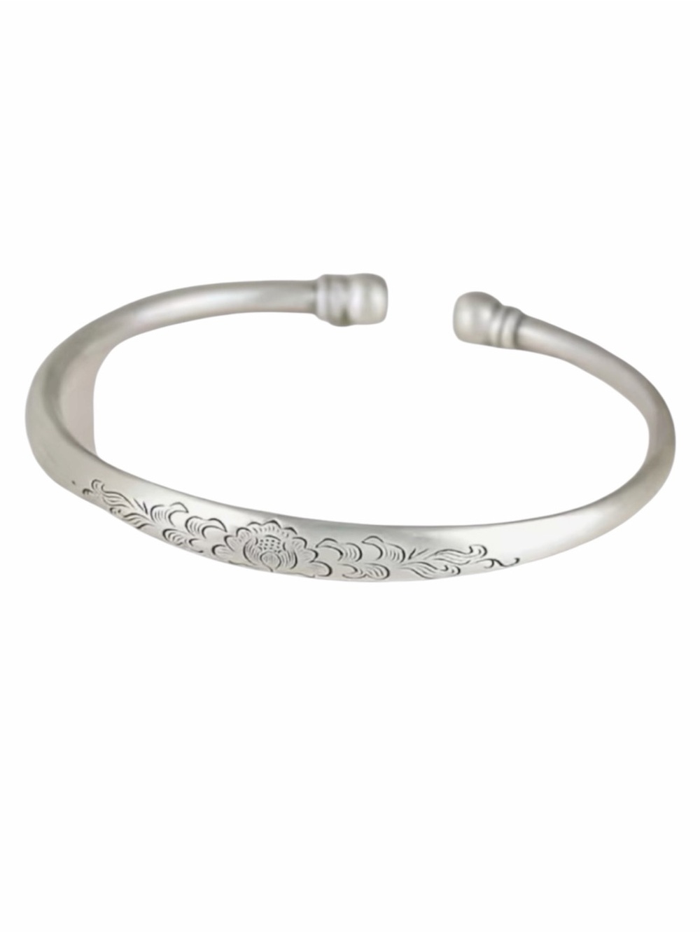 Sterling Silver Floral Double Bead Adjustable Cuff Bracelet NWOT